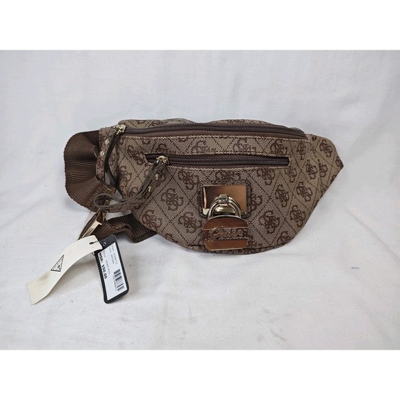 Guess Handbags - GUESS Renee Mini SI248712 Brown Logo Monogram Fanny Pack Belt Bag NWT